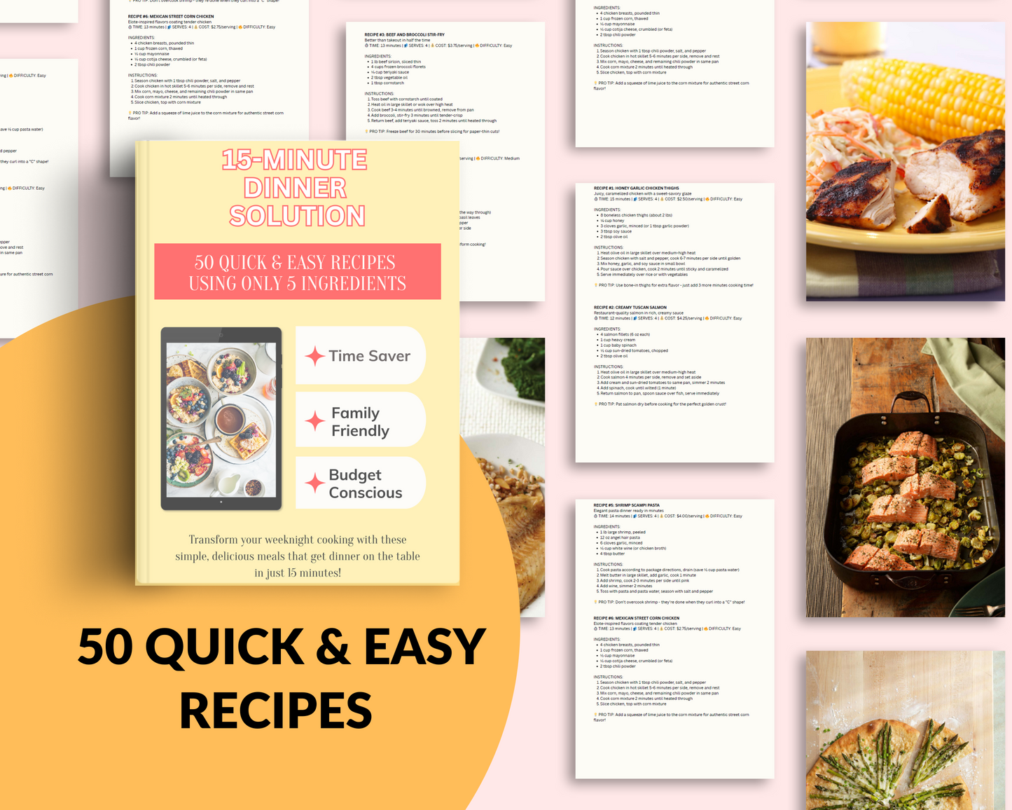 15-Minute Dinner Solution: 50 Quick & Easy Recipes  Using Only 5 Ingredients